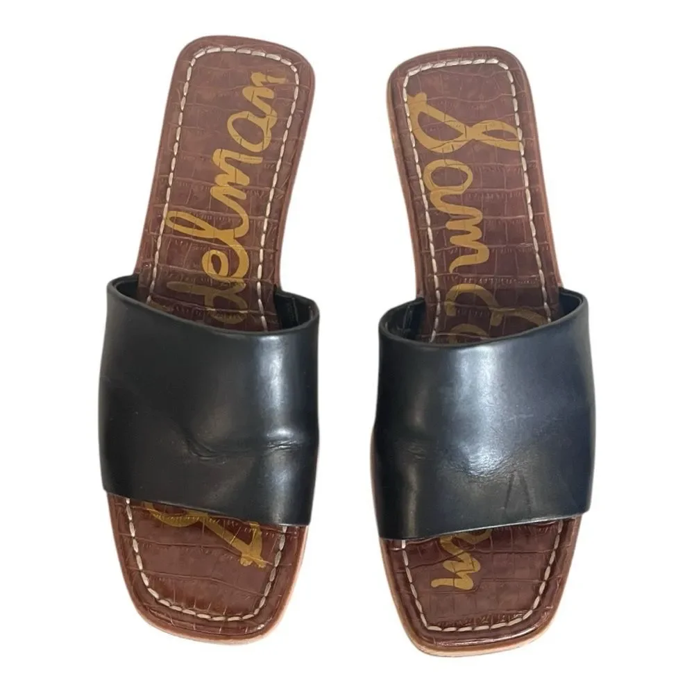 Sam Edelman |‎ Black Leather Valery Slip On Wedge Sandals 8.5